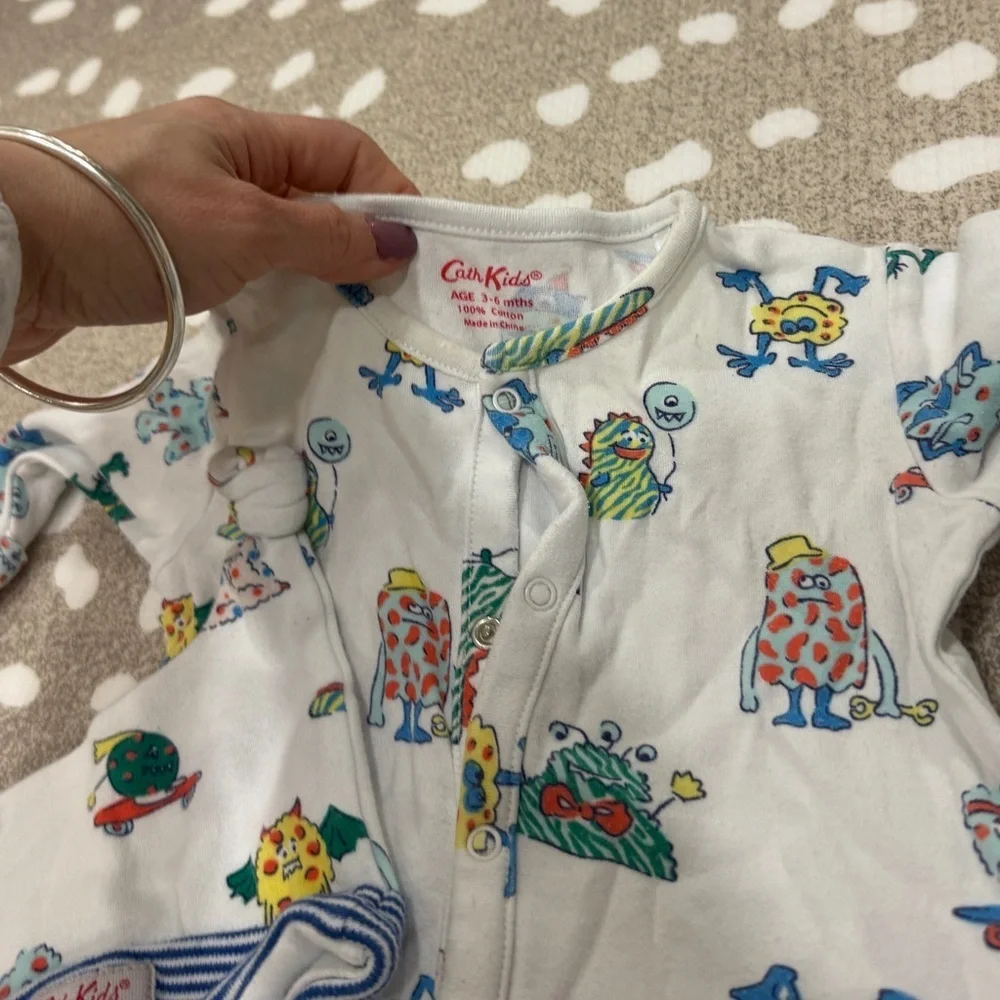 Lot of 7 bamboo footies coverall baby boy angel dear cath kid hat dinosaur zippy